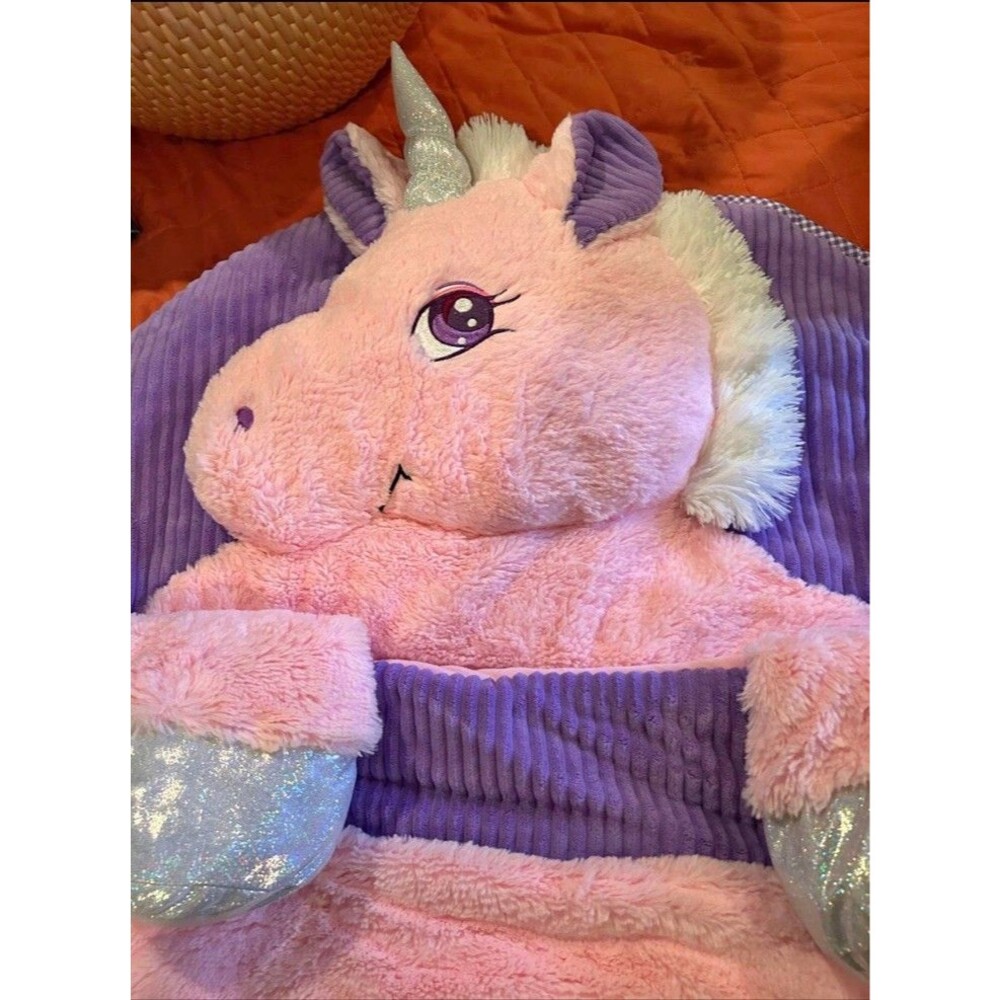 Unicorn Sleeping Bag Hug Fun Pink Purple Soft Plush 66 x28 Sleep Nap Kids Adult
